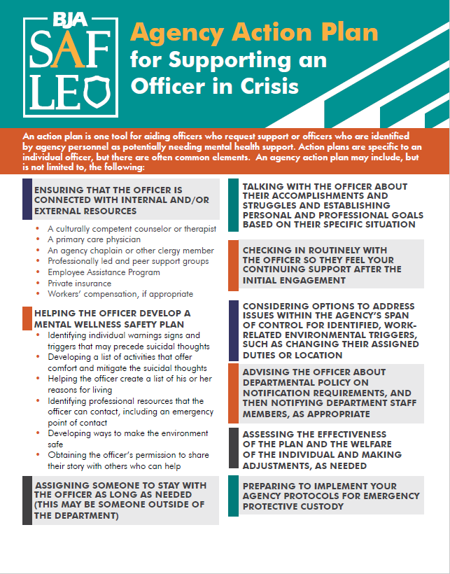 10 Ways to Support an Officer in Crisis: Agency Action Plan for Supporting an Officer in Crisis representing image